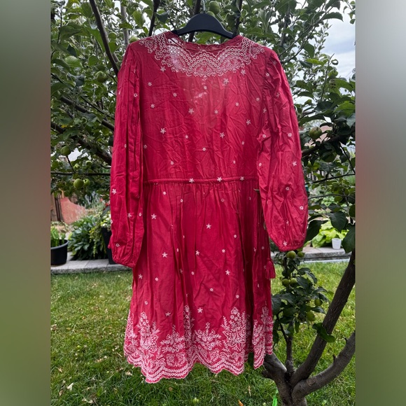 ULLA JOHNSON Clarice Embroidered Eyelet Lace Babydoll Dress, Scarlett - Sz 8 - Picture 3 of 16